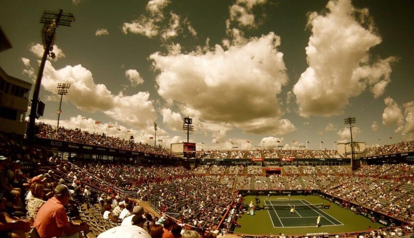 Crowd at tennis stadium